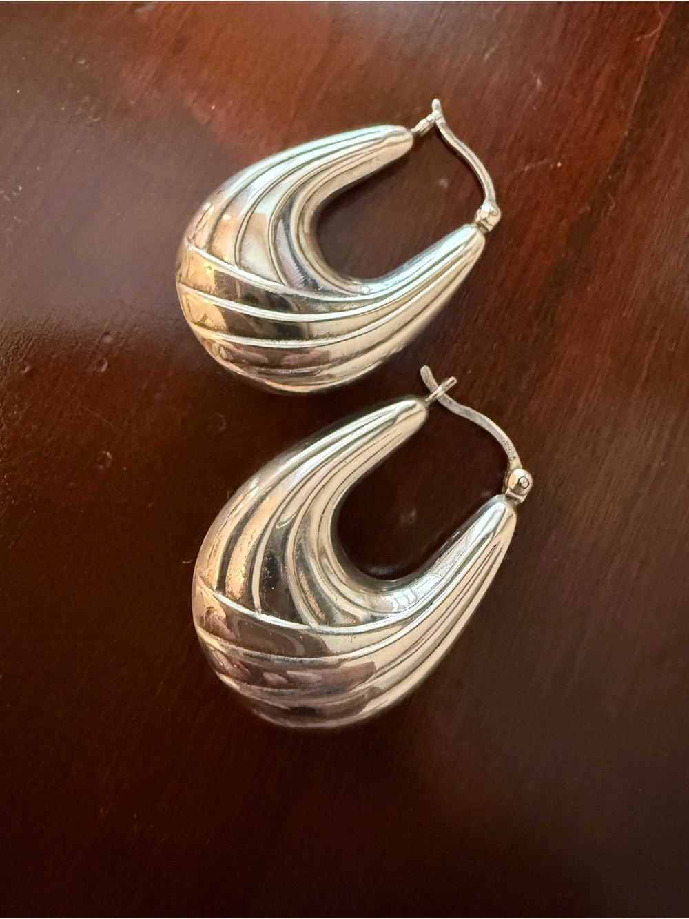 Sterling Silver 925 stamped Sculpted Hoop Earrings